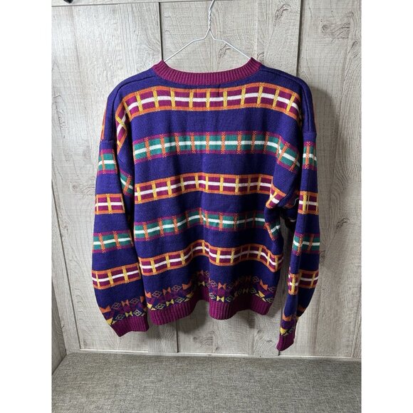 Hasting & Smith Cardigan Sweater Womens Size Large Colorful Purple Magenta Green - Picture 2 of 6